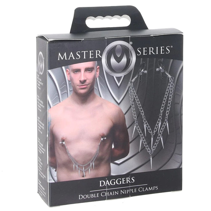 XR Brands Master Series Daggers Double Chain Nipple Clamps