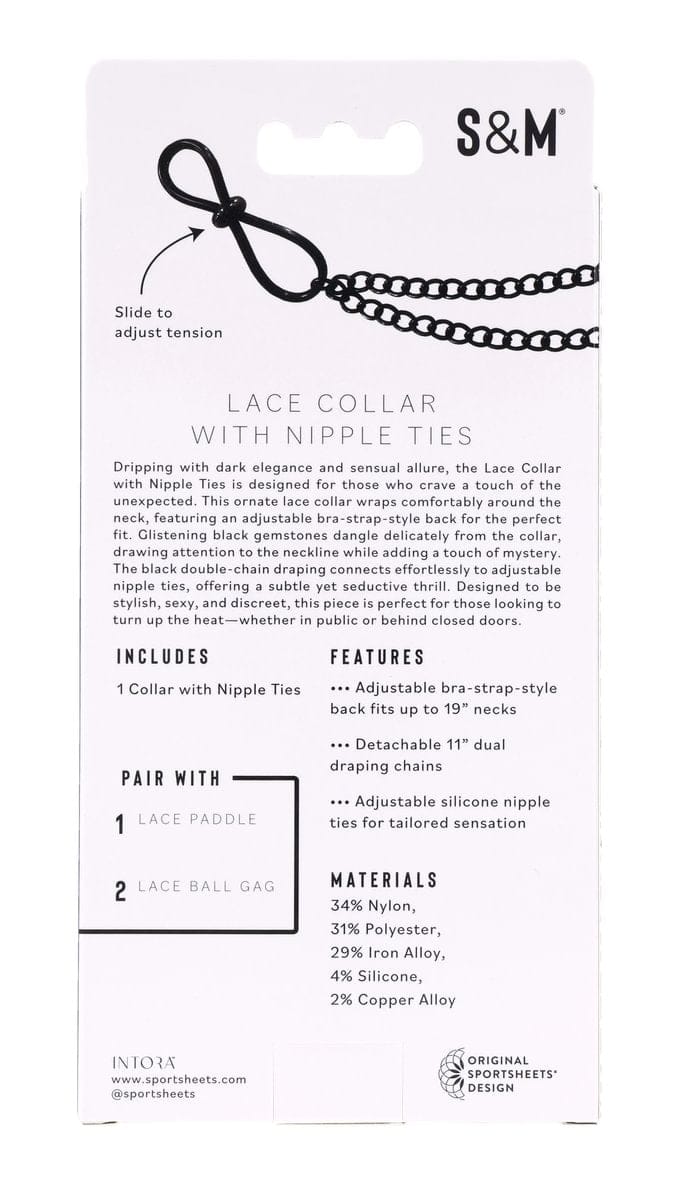 Lace Collar with Nipple Ties - Black