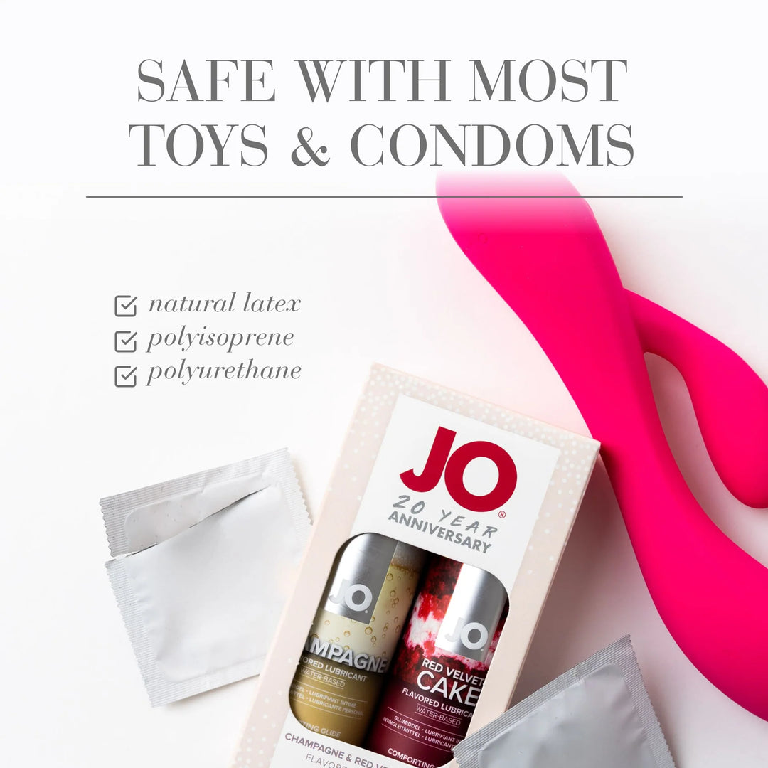 JO 20th Anniversary Gift Set 2oz bottles of new Champagne Red Velvet flavored lubricant