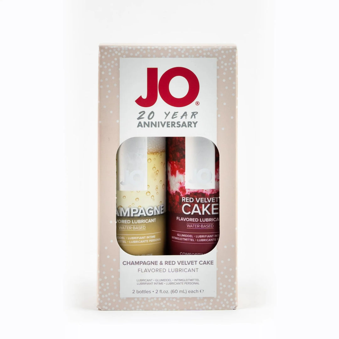 JO 20th Anniversary Gift Set 2oz bottles of new Champagne Red Velvet flavored lubricant