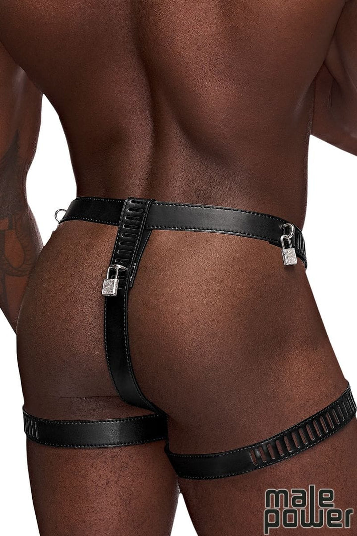 Male Power PU Leather Padlock Thong Scorpio