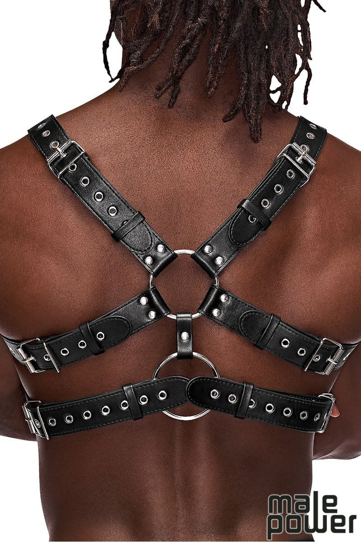Male Power Soft nubuck PU Leather Chest Harness