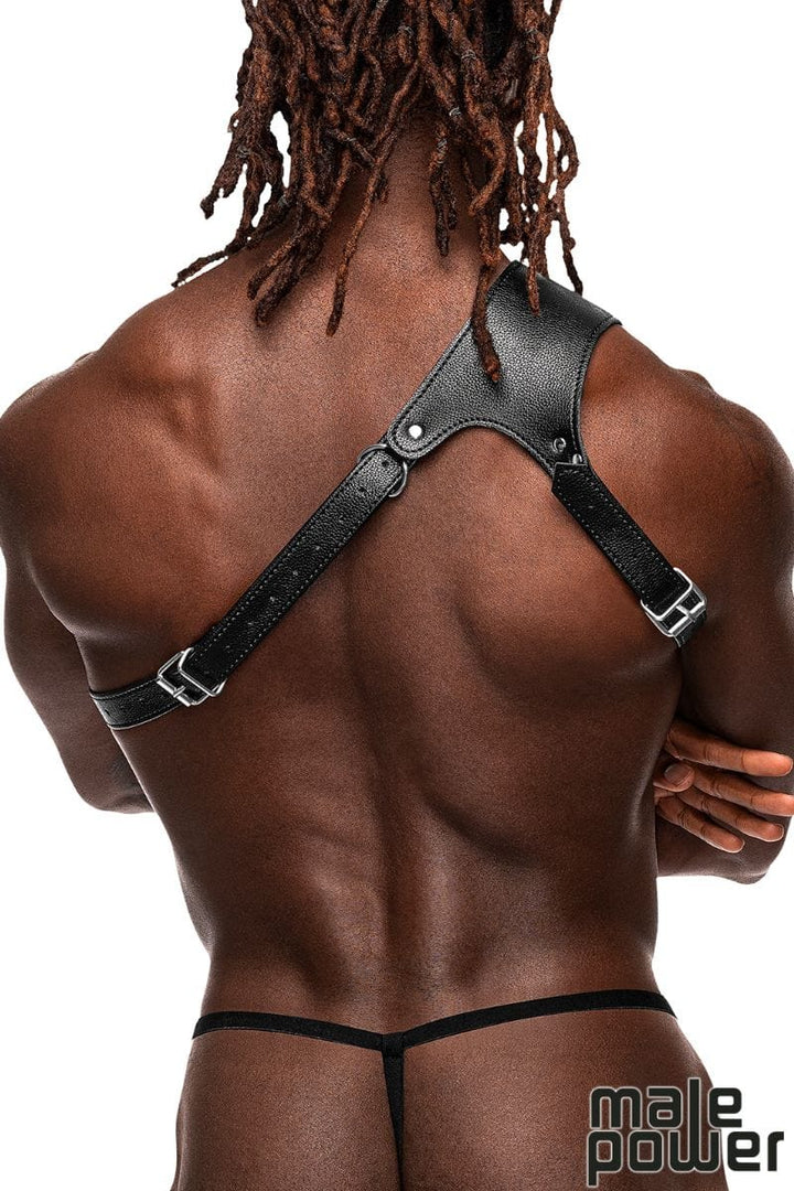 Male Power Asymmetrical PU Leather Chest Harness
