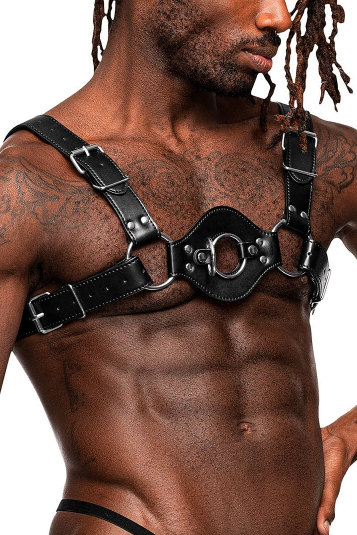 Male Power PU Leather Chest Harness Libra