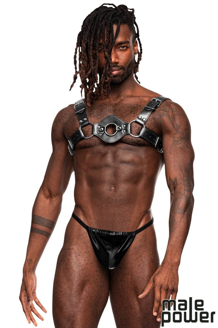 Male Power PU Leather Chest Harness Libra