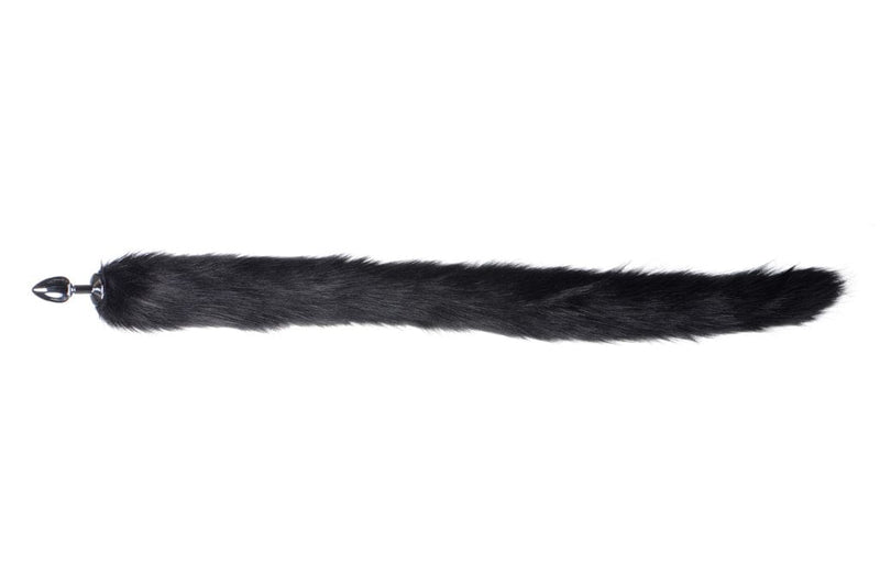 Tailz - Metal Anal Plug With Extra Long Mink Tail - Black