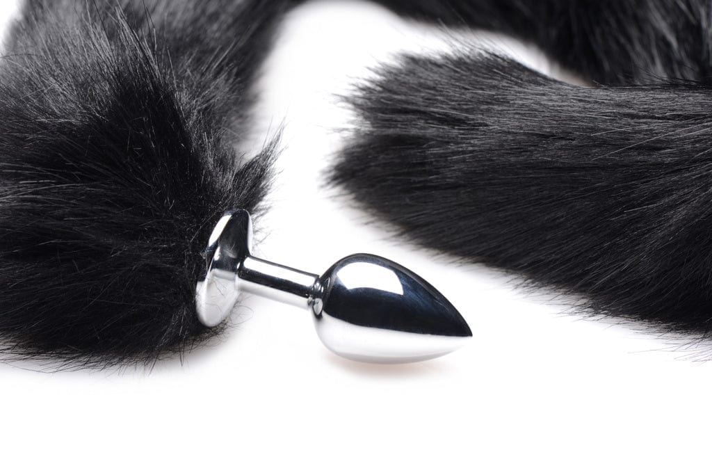 Tailz - Metal Anal Plug With Extra Long Mink Tail - Black