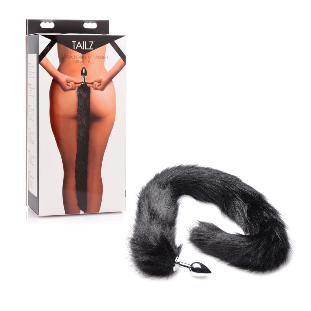 Tailz - Metal Anal Plug With Extra Long Mink Tail - Black