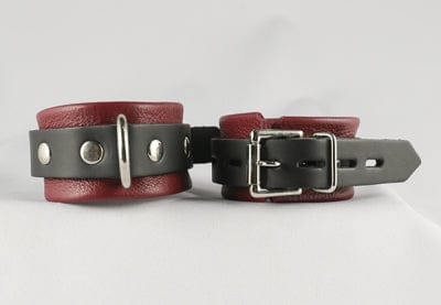 Cherry Leather Handcuffs in Dark Red