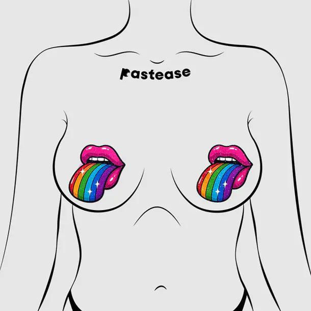 Pastease Pasties - Taste the Rainbow Sparkling Tongue Out Pastie