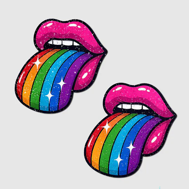 Pastease Pasties - Taste the Rainbow Sparkling Tongue Out Pastie