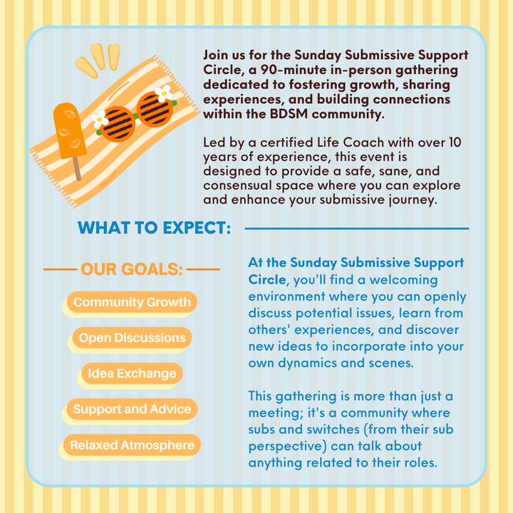 Sunday Submissive Support Circle: Empowering Submissives, Bottoms, and Switches | July 5th