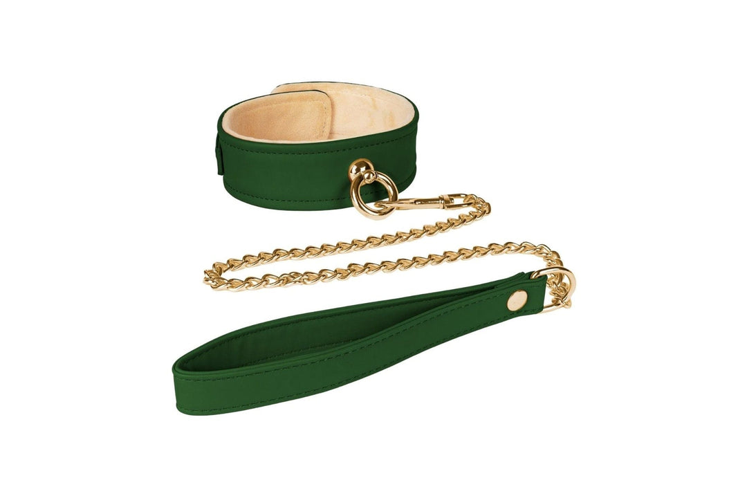 Spartacus - Collar w/Plush Lining Metal Leash - Green