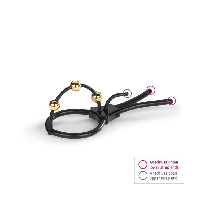 Mystim Pearly Pete - Corona Strap with golden balls