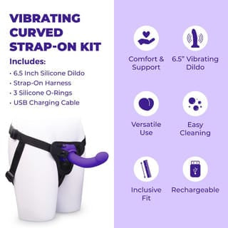 B-Vibe - Vibrating Curved Strap-On Kit 6.5" Dildo