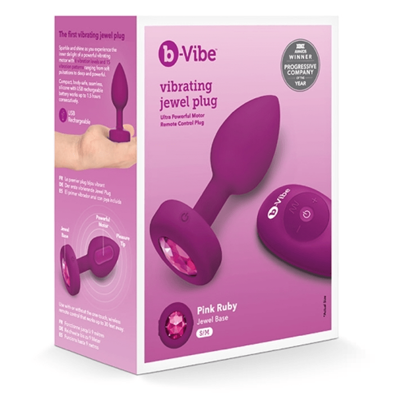 Vibrating Jewel Plug| S/M | Fuchsia