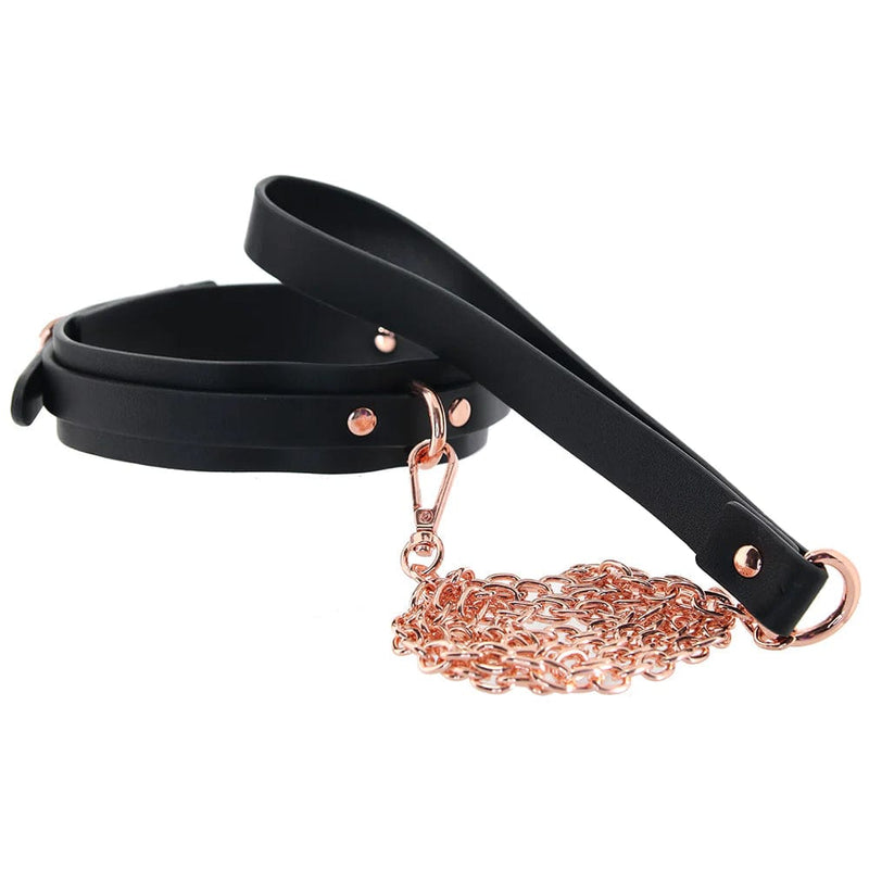 ns novelties Bondage Couture Collar & Leash in Rose Gold