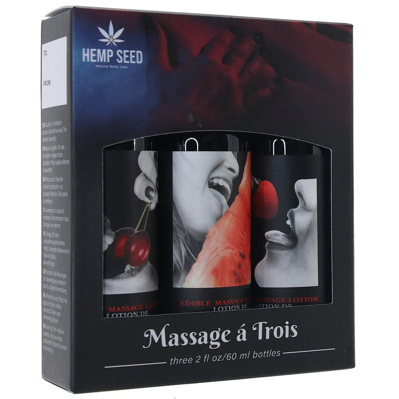 Hemp Seed Massage A Trois Edible Massage Lotion Gift Set in 2oz/60ml