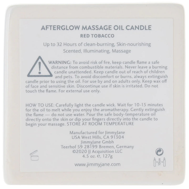 Click to enlarge image JimmyJane Afterglow Massage Candle 4.5oz in Red Tobacco