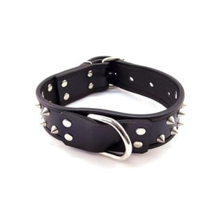 Rouge Leather D-Ring Studded Collar