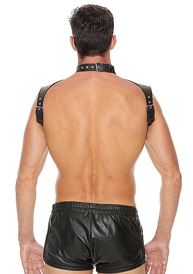 Shots Men Harness with Neck Collar - One Size - Black-OUCH