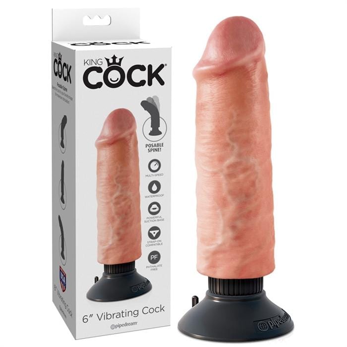 King Cock 6" Vibrating Cock in Flesh Tone