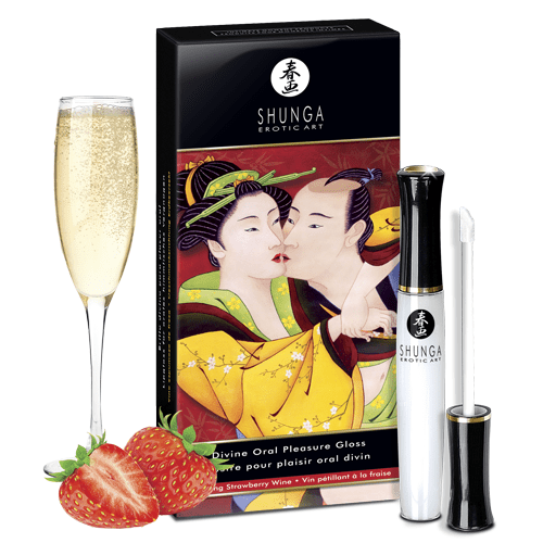 Shunga - Brillant à lèvres Divine Oral Pleasure - Vin pétillant à la fraise