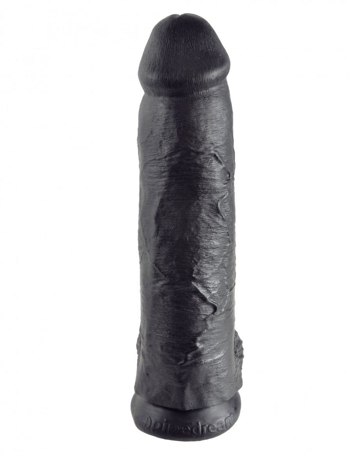 King Cock 12" avec boules en noir et blanc