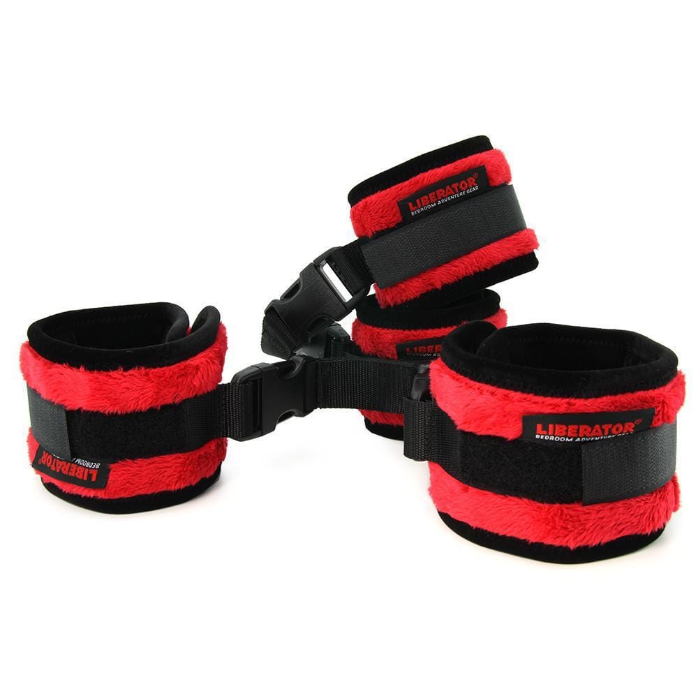 Liberator Black Label Plush Seduction Cuff Kit en Fluffy Red