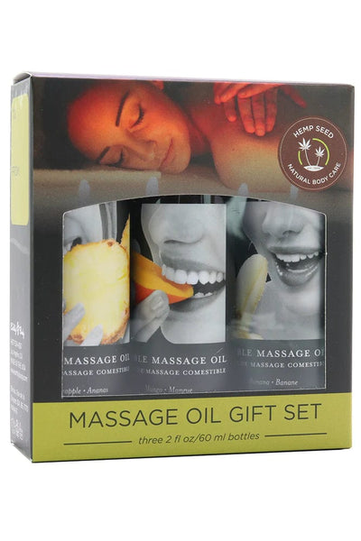 Coffret cadeau d'huile de massage comestible aux graines de chanvre en tropical - 3x2 oz