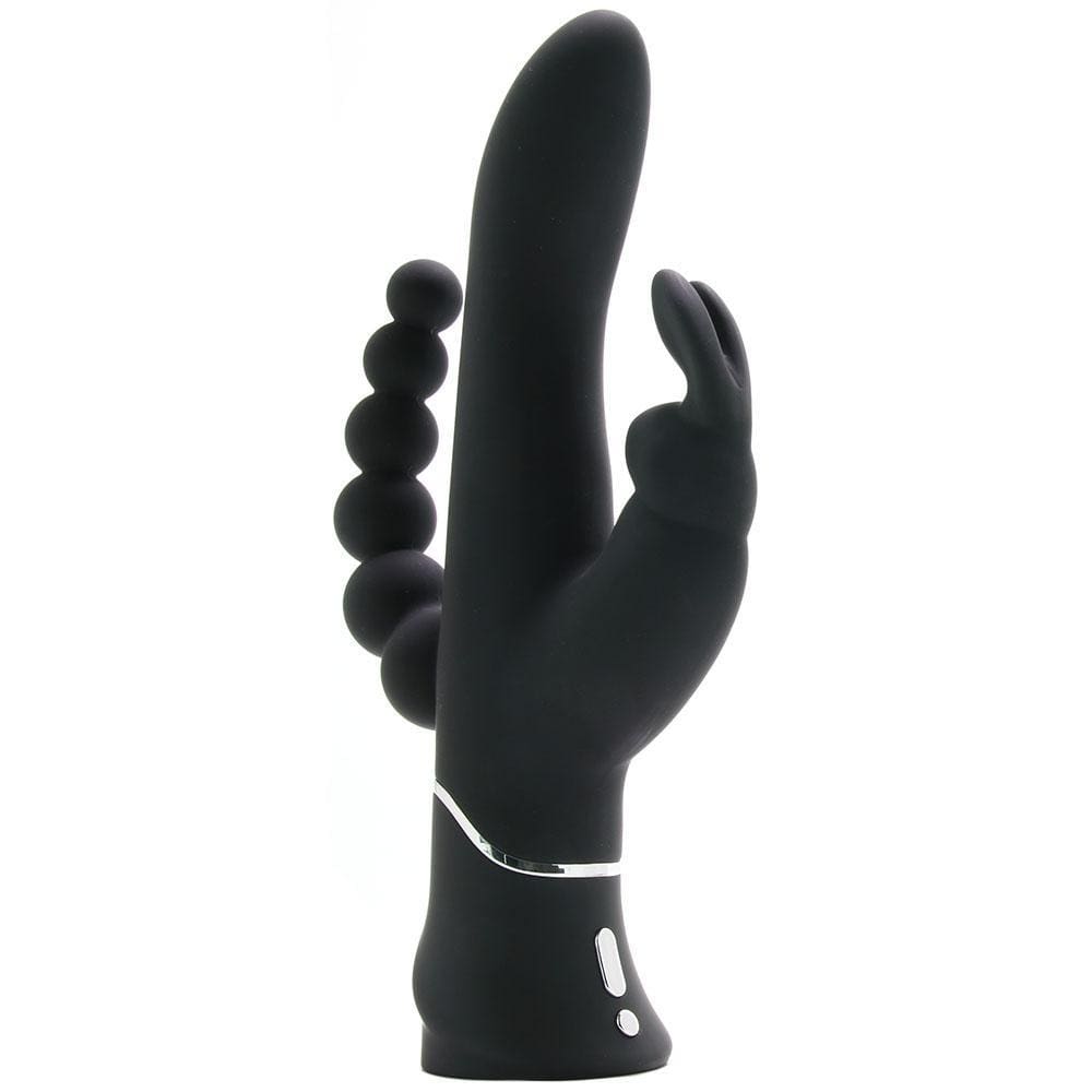 Vibromasseur triple courbe LoveHoney Happy Rabbit en noir