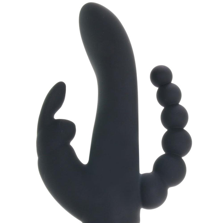 Vibromasseur triple courbe LoveHoney Happy Rabbit en noir