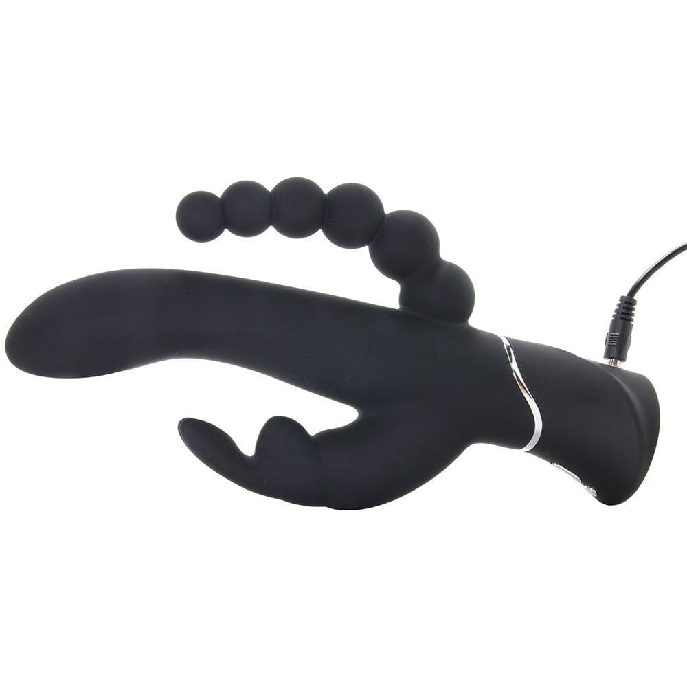 Vibromasseur triple courbe LoveHoney Happy Rabbit en noir