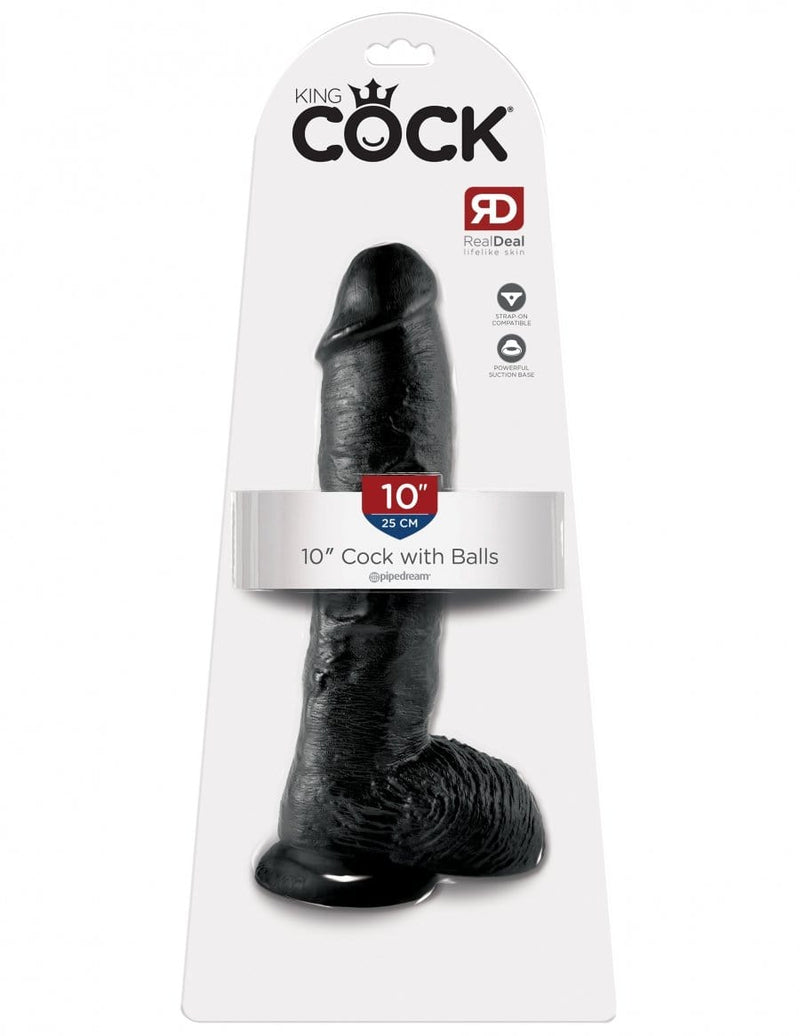 King Cock 10 Cock with Balls in  Black