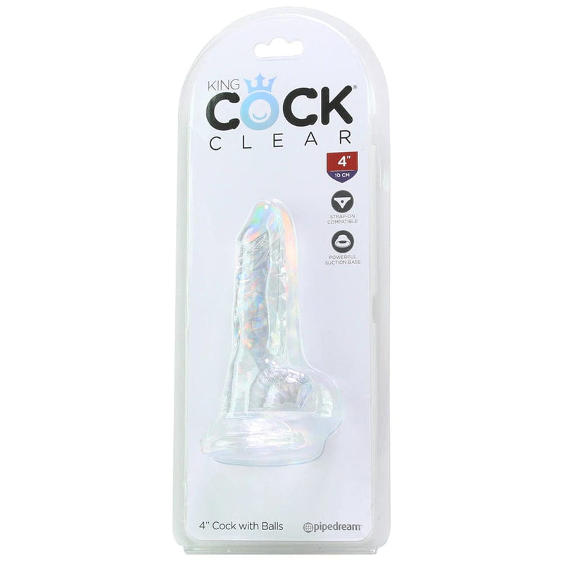Pipedream King Cock 4 Inch Clear Cock avec boules
