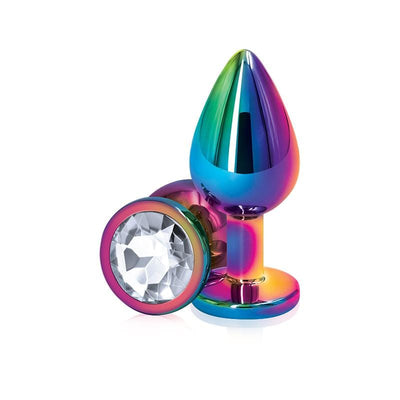 NS Novelties Rear Assets Aluminum Butt Plug (Rainbow Coloured Plug) - Wicked Wanda's Inc.