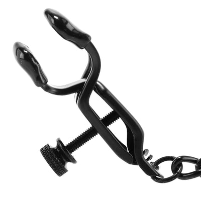Spartacus Open Press Nipple Clamps with Black Link Chain