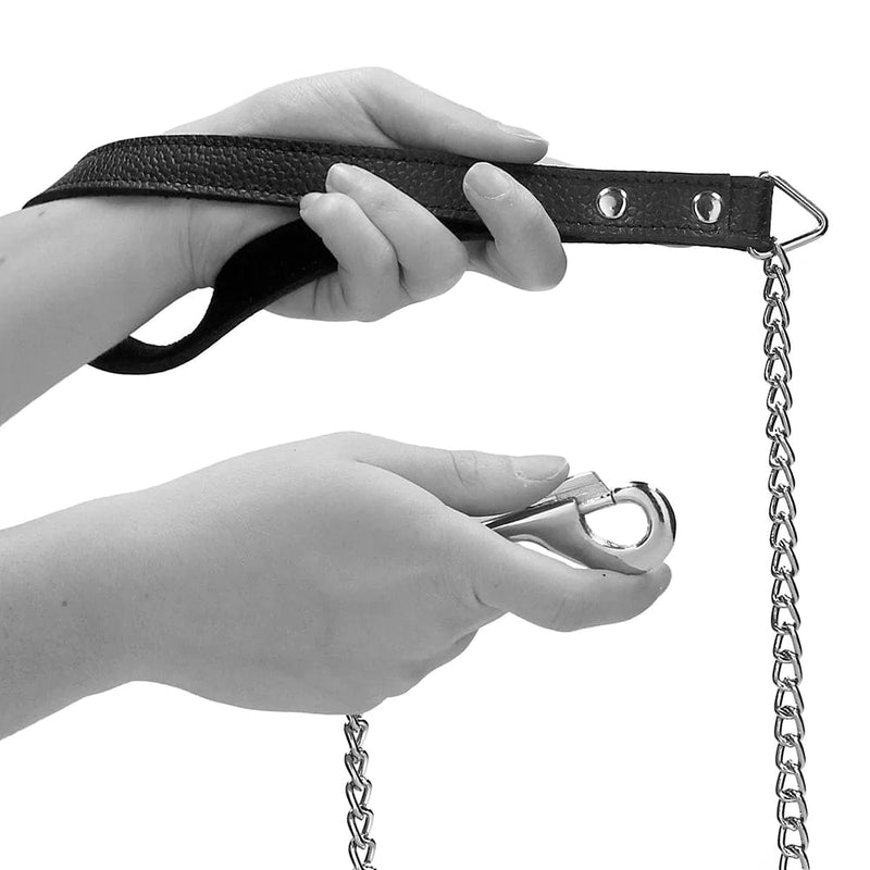 Shots Toys Pain Leather Handle Chain Lead