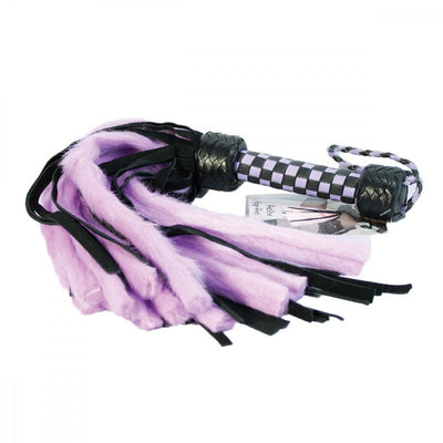 Rough Doggy Flogger Mini Suede and Fluff Purple and Black - Wicked Wanda's Inc.