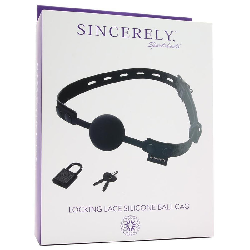 Sportsheets Sincerely Locking Lace Silicone Ball Gag in Black