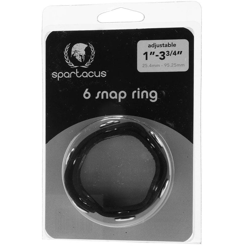 Spartacus Adjustable 6 Snap Leather Cock Ring 1"-3 3/4"