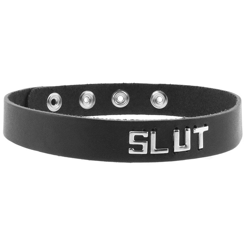 Spartacus Slut Leather Word Band Collar