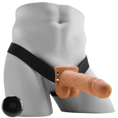 Fetish Fantasy's 7" Hollow Vibrating Strap-On with Remote - Wicked Wanda's Inc.
