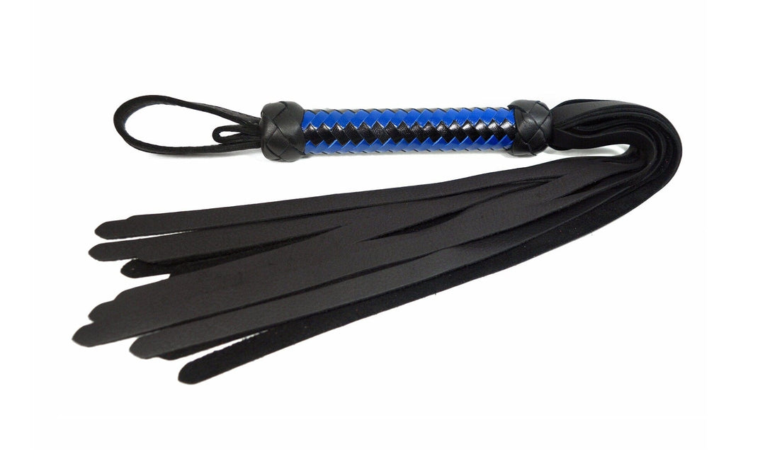 6Whips Classic Flogger - Cuir Noir (Rayure Noir/Bleu Foncé)