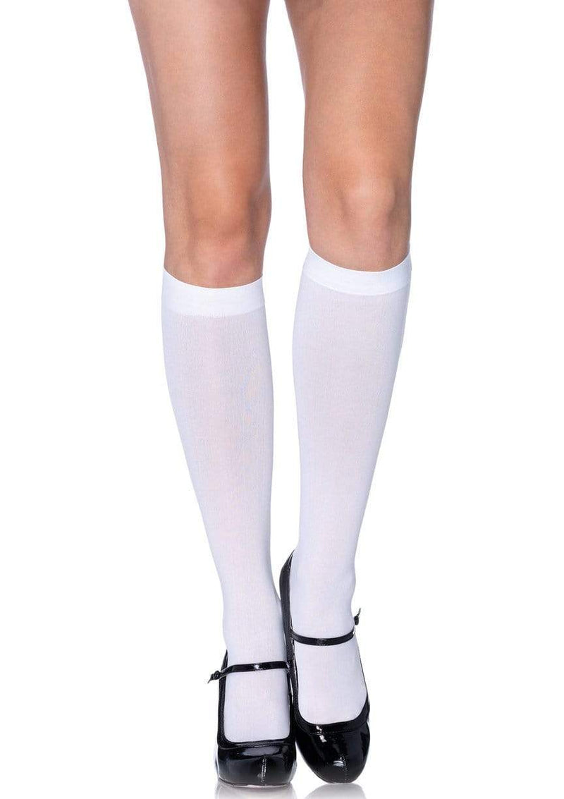 Leg Avenue Nylon Opaque Knee Highs in White