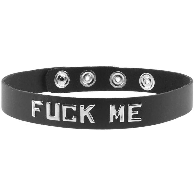 Fuck Me Leather Word Band Collar