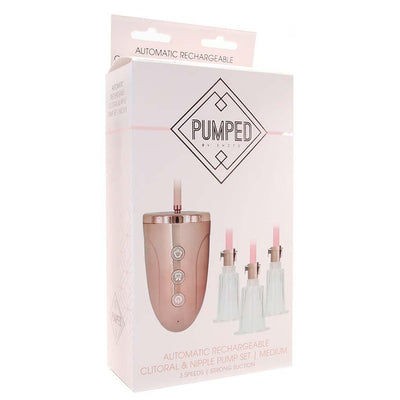 Pumped by Shots Automatic Rechargeable Clitoral and Nipple Pump Set Medium - Wicked Wanda's Inc.