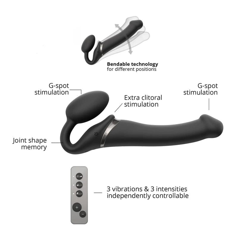Strap-On-Me vibrating bendable strap-on - WITH WIRELESS REMOTE